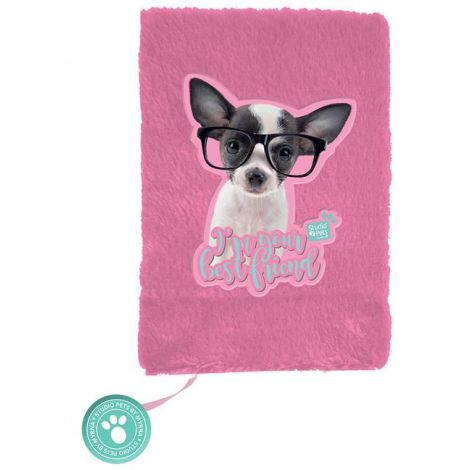 Pamiętnik pluszowy Paso A5/80 Studio Pets Pies Różowy